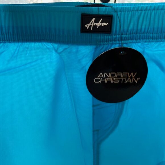 Andrew Christian Size M - Short 100% Nylon Swim Shorts - Turquoise - Picture 9 of 11